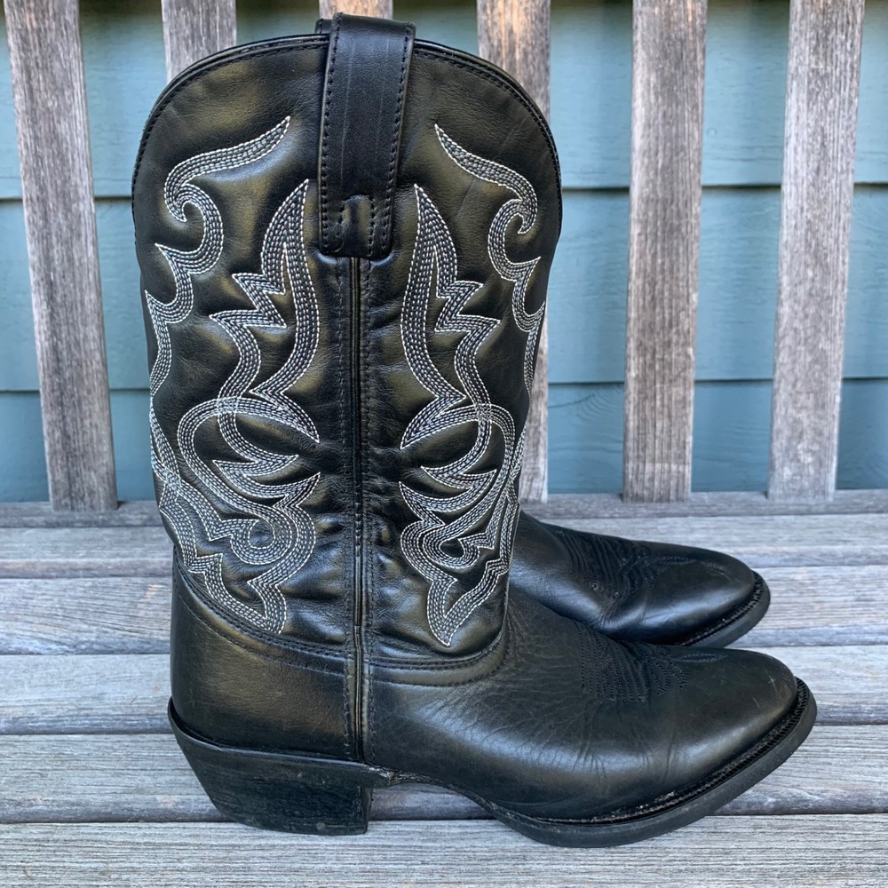 Laredo Womens 10 M Maddie Black Leather Western Cowgirl Boots 51110